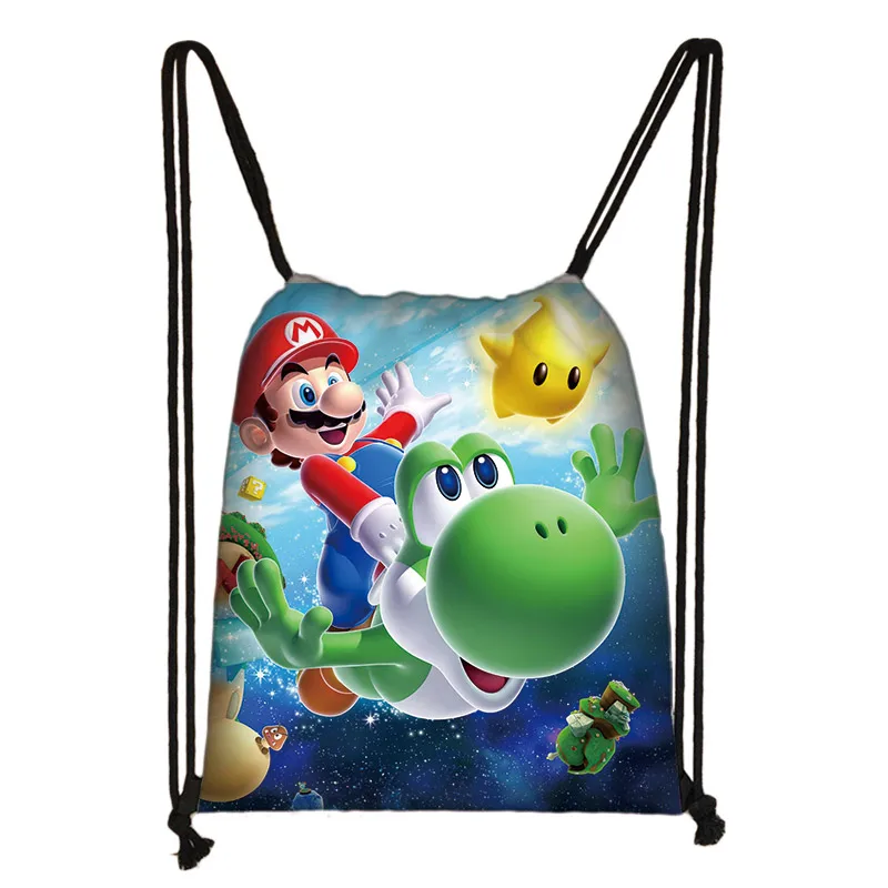 С мультяшным персонажем "Марио" шнурок сумка для мальчиков и девочек, сумка для хранения для холщовый рюкзак дорожный сумки детские книжные сумки - Цвет: SKDCJML30