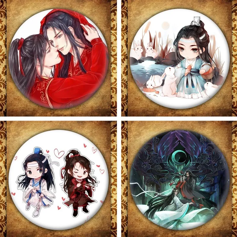 Bolsa de Metal de dibujos animados, broche de placa con pantalla de Anime, Mo Bao Zu Shi, regalo de colección