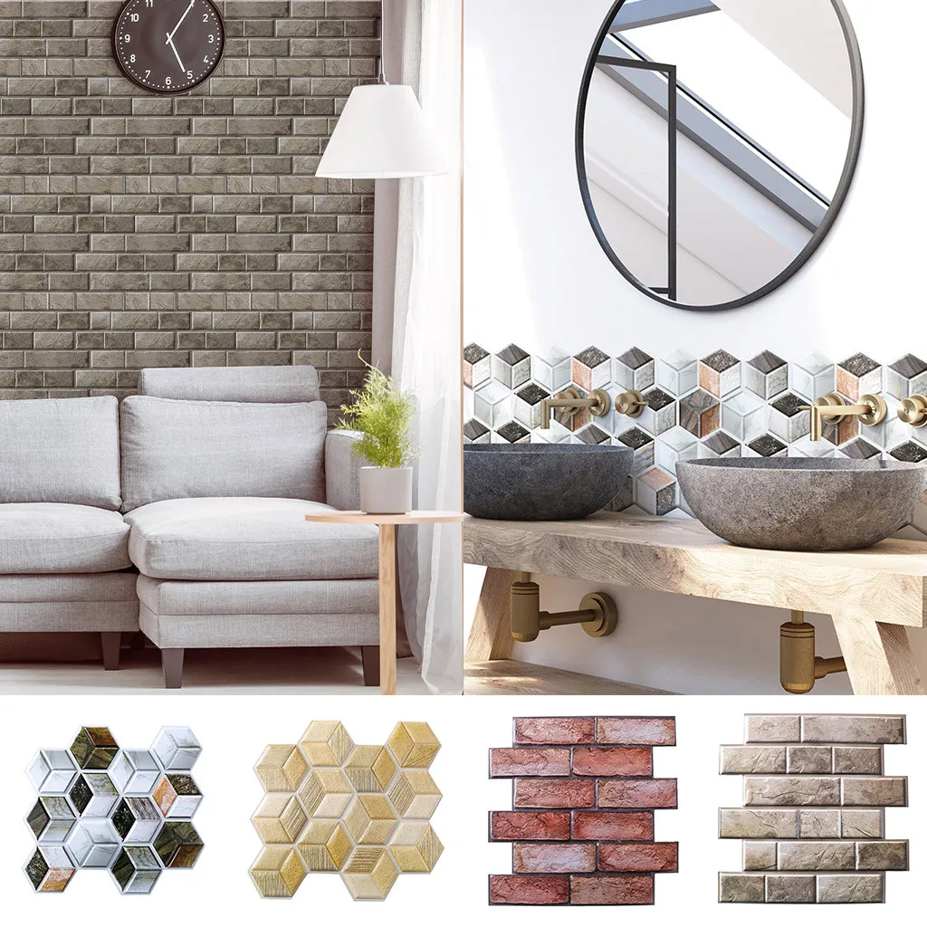 

Explosion Models 3D Stereo Tile Stickers Anti-Collision Stickers PVC Wall Sticker Room Home Decoration Background Wallpaper