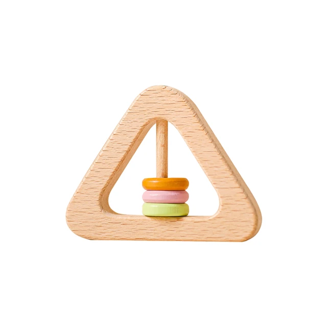 Wooden Rattle Beech Bear Hand Teething Wooden Ring Baby Rattles Play Gym Montessori Stroller Toy Educational Toys Let's Make type 36