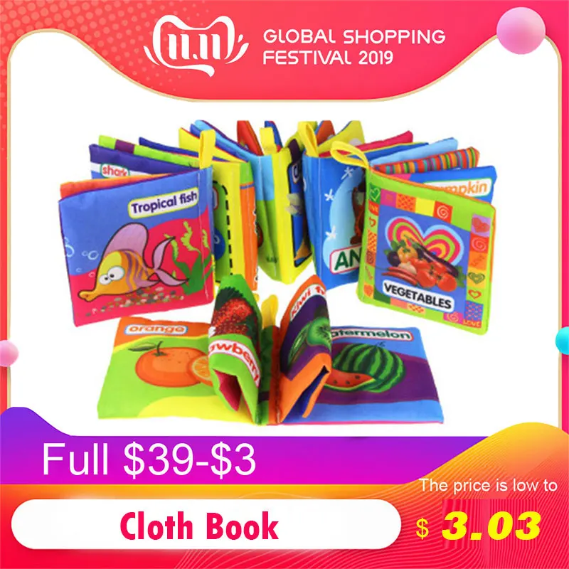 

Baby Toys Soft Cloth Book Intelligence Development Educational Toy Soft Cloth Learning Cognize Books For 0-12 Months Kids Quiet