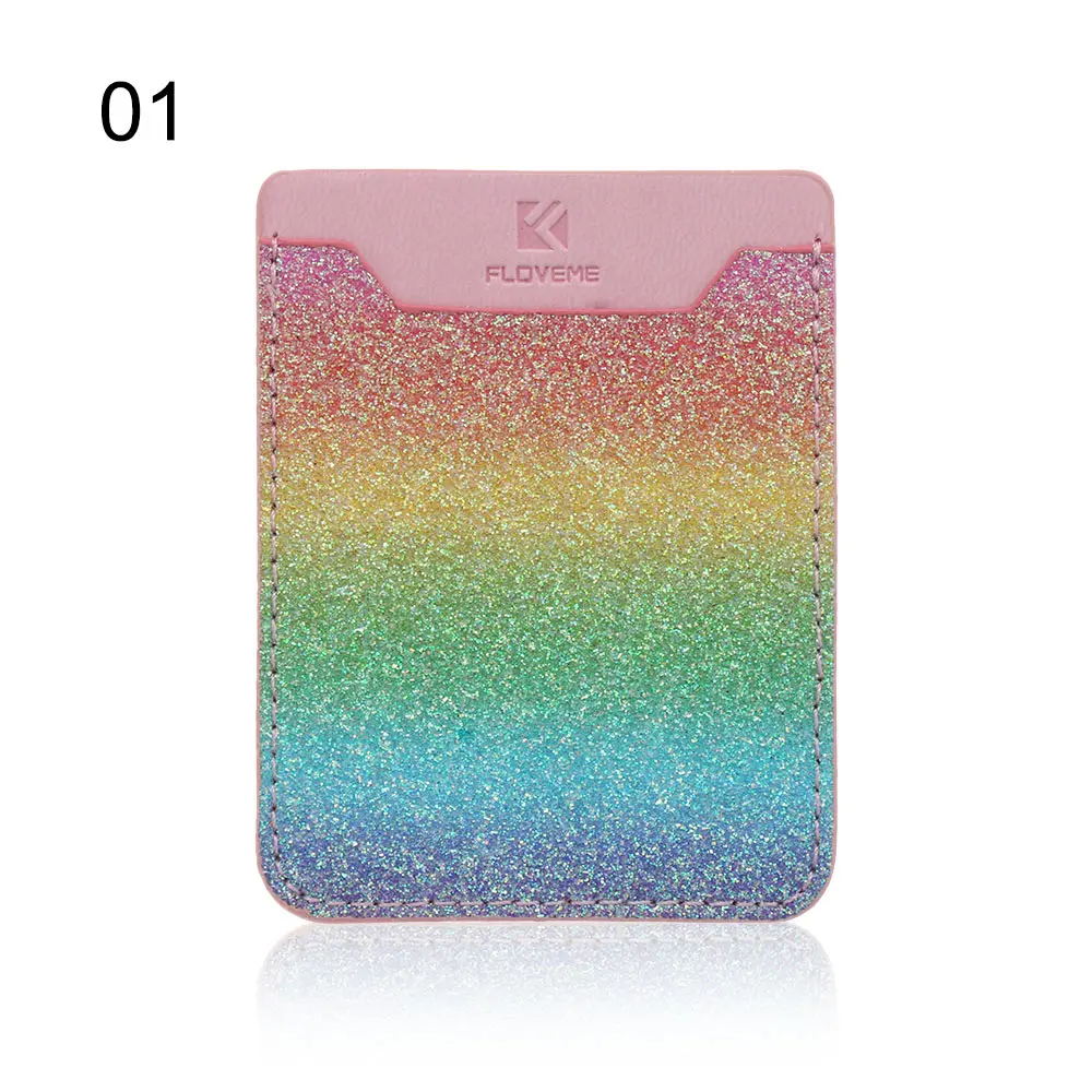 Съемный универсальный чехол, тонкий карман, лайкра, искусственная кожа, задний держатель для карт, клейкая наклейка, карман для мобильного телефона - Цвет: 1