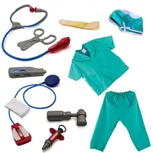 Blue Doctor Clothes Play Costume Professional Doctor Assembly Decoration Doctor Play Props Children Play House Toy Role Play