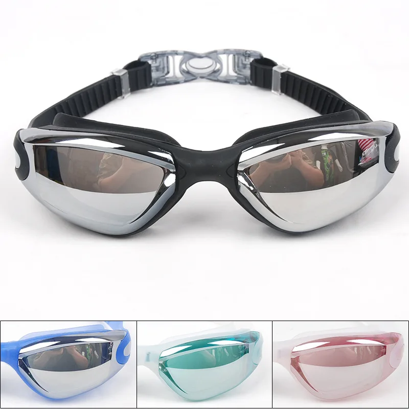

Outdoor Swimming Product High-definition Colorful Electroplated Anti-fog One-piece Plain Glass Goggles Silica Gel Swimming Goggl