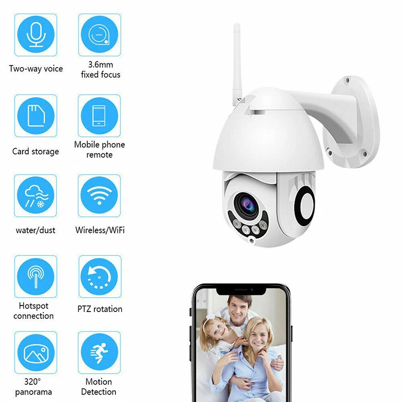 

Wifi 1080P HD Wireless IP Camera Pan Tilt Outdoor Home Security Waterproof 2MP AS99