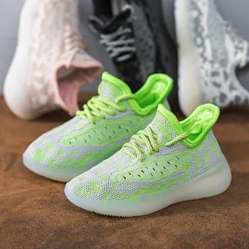 

Children's Sneakers 2020 New Spring Kid's Flying Running Shoes Boys and Girls Breathable Soft Soles Casual Coconut Shoes