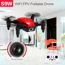Mini zangão s9w 2.4g 4ch 0.3mp câmera wifi fpv/nenhuma câmera altitude espera vôo planejamento remoto brinquedos dobrável rc quadcopter