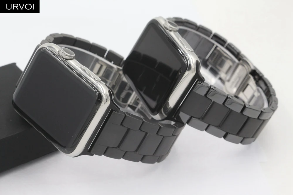 Керамический ремешок URVOI для Apple Watch, ремешок для iwatch серии 5 4 3 2 1, керамический ремешок из нержавеющей стали, качественная пряжка-бабочка