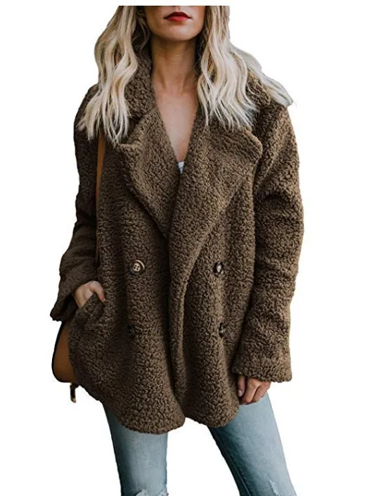 Осенне-зимнее пальто женское горячее стильное пальто с отложным воротником однобортное Женское пальто с карманом однотонное повседневное зимнее пальто для женщин - Цвет: Brown