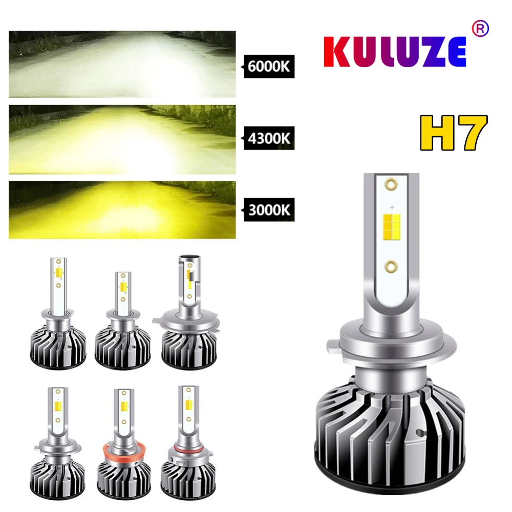 

KULUZE Car Headlight Lamp H7 3 Colors Dimmable New Arrivals H1 H3 H4 H8 H11 H27 9005 9006 LED 6000K 3000K 4300K Bulb