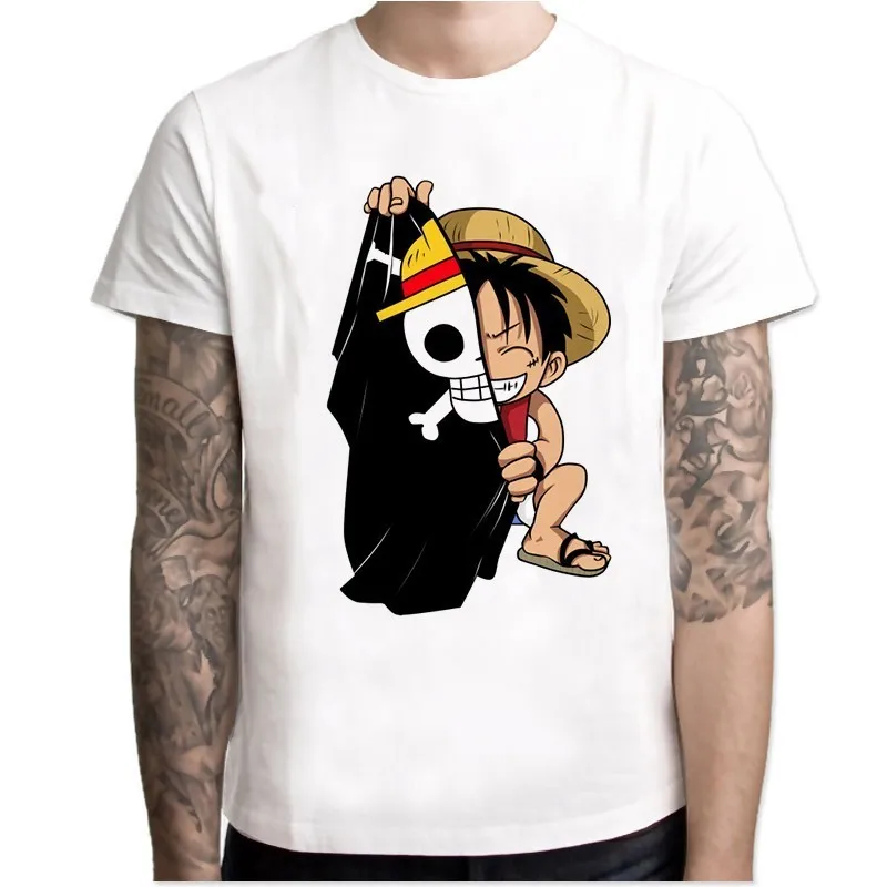 Одна футболка с японским аниме футболка мужская Футболка Луффи футболки одежда футболка с принтом Футболка с коротким рукавом Топ тройник - Цвет: 1630