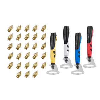 

28 Pieces 3D Printer Nozzles MK8 for Makerbot Creality CR-10 & 1set 3D Pen Print ABS Filament Ran Color US Plug