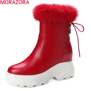 

MORAZORA 2021 New arrival women boots high quality pu leather snow boots winter keep warm platform ankle boots ladies shoes