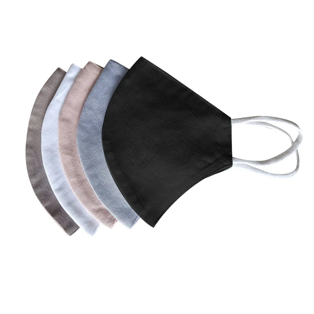 Mascarilla de lino y algodón lavable y reutilizable Unisex, máscara protectora negra, 5 unidades