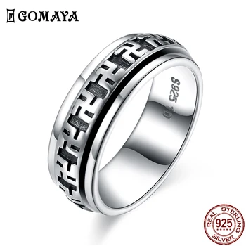 

GOMAYA 100% Original 925 Sterling Silver Rings Boutique Jewelry for Men Buddha's Punk vintage Biker Mens Luxury Jewelry Making
