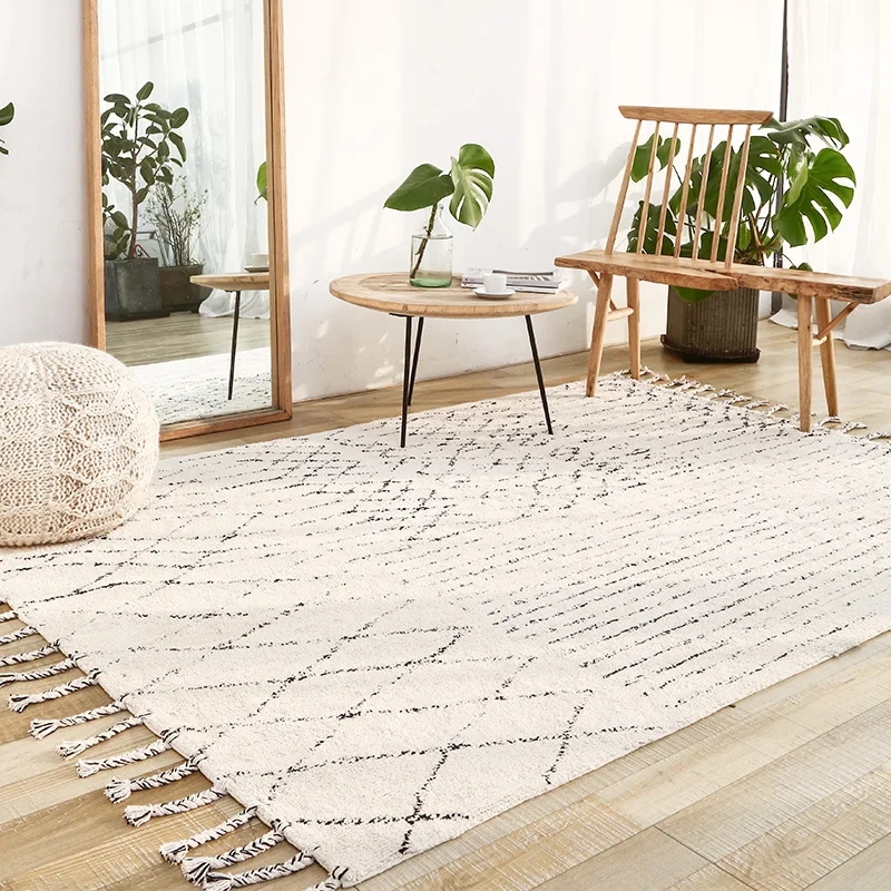 India Handmade Carpets Livingroom Turkey Nordic Home Bedroom Carpet Kilim Rug Floor Mat Study Room Morocco Carpet With Tassel India Handmade Carpets Livingroom Turkey Nordic Home Bedroom Carpet Kilim Rug Floor Mat Study Room Morocco Carpet With Tassel