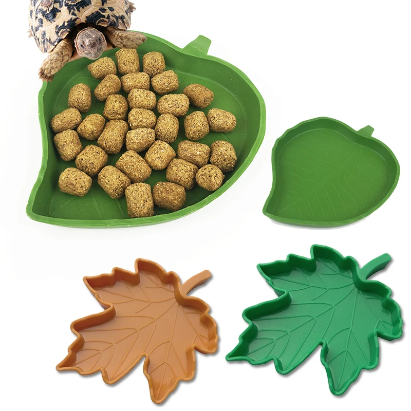 Creative Leaves Shaped Plastic Reptile Dish Amphibians Feeding Basin Water Food Bowl Gecko Worm Feeder Pet Supplies | Дом и сад
