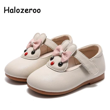 

2020 Spring Baby Girls Pu Leather Princess Shoes Children Bow Beige Shoes Toddler Brand Flats Rabbit Fashion Shoes Mary Jane New