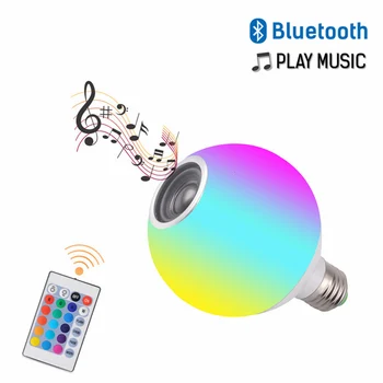 

110V 220V E27 RGB Bluetooth Speaker LED Bulb Lights Music Playing 24 Keys Dimmable Wireless Led Lamp Christmas Party