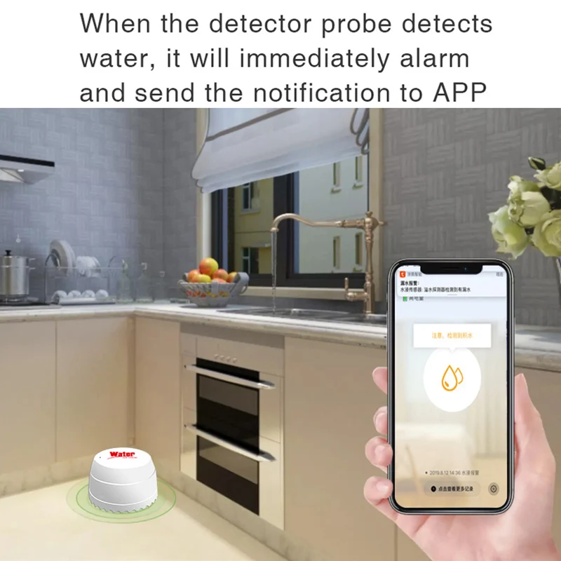 Wifi Water Sensor Tuya Lekkage Detector Sound Alarm Lek Flood Alert Overloop App Controle Smart Home Security Alarm