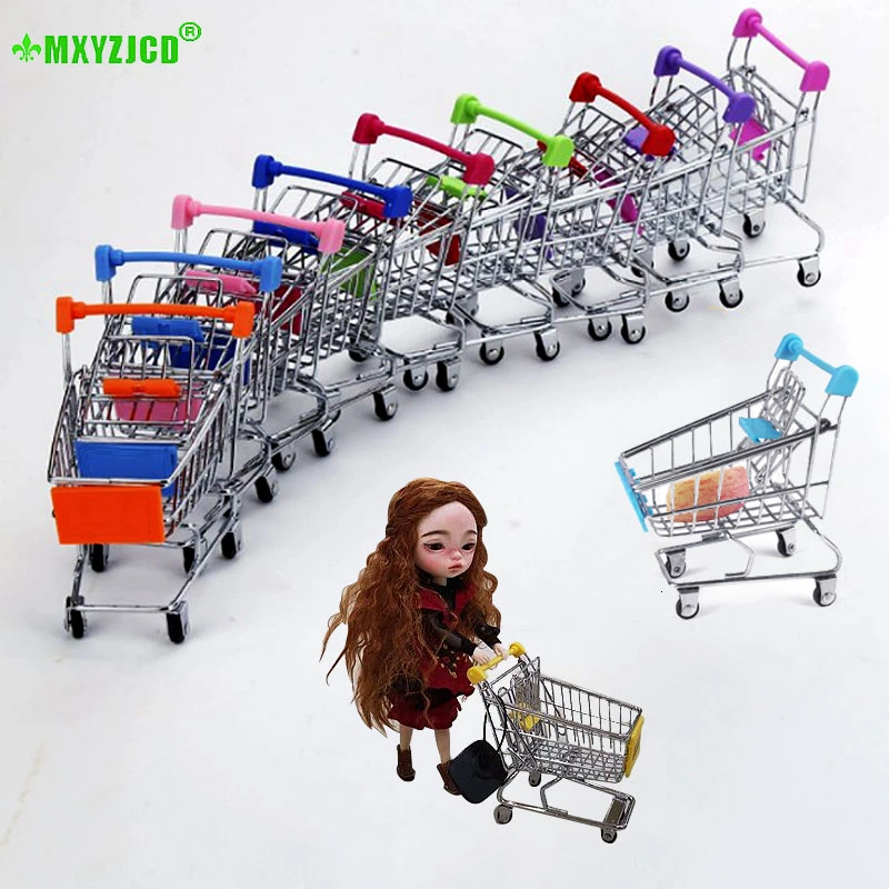 

Baby Toy Mini Shopping Cart Living Room Small-scale Storage Basket Training Parrot Toy Car Office Desktop Iron Decoration