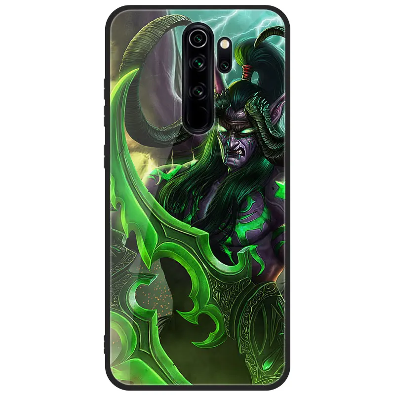 

For Redmi Note 8 7 K20 Pro T 8A 7 7A Phone case warcraft of world Illidan Stormrage Tempered Glass Hard Cover Black tpu Shell