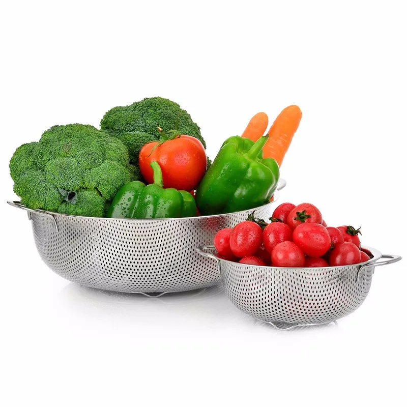 Vegetable Steamer Food Basket Cooker Strainer Handles Mesh Dish Stainless Steel