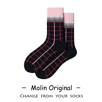 

Women Socks Plaid Sock Woman Standard Colorful Unisex High Funny Cotton Novelty Ladies Sox Spring Autumn Female Trendy Skarpetki