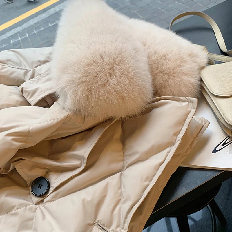 FTLZZ New Winter Women 90% White Duck Down Parka
