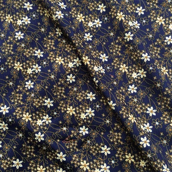 

Dark blue bottom small branch cotton fabric skin-friendly and comfortable artificial cotton fabric rayon fabric rayon crepe
