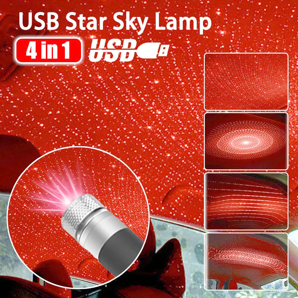 

Romantic Auto Roof LED Star Projector Atmosphere Lights Usting Flexible USB Night Lamp Fit All Cars Ceiling Decoration Light