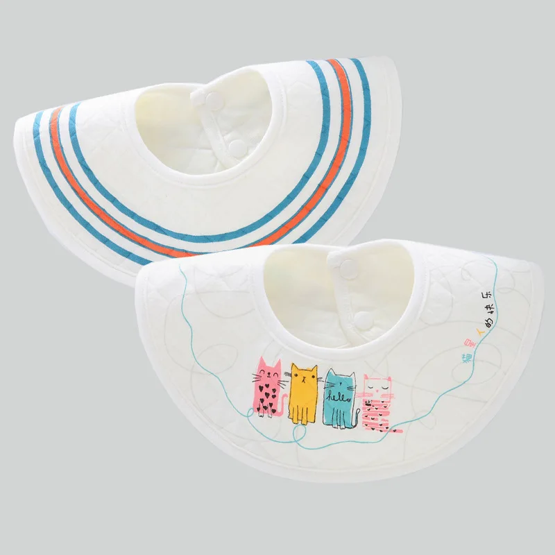2Pcs Cute Cartoon Printing Baby Drooling Waterproof Bibs Autumn Winter Cotton Round Baby Bib Saliva Towel Kids Things For Babies (4)