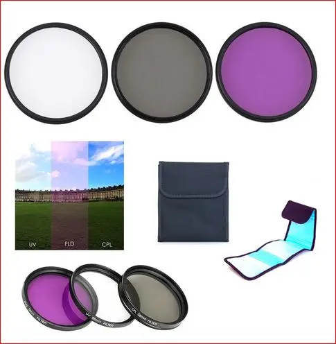 Комплект фильтров UV CPL FLD Для Sony A6500 A6400 A6300 A6100 A6000 A5100 A5000 40 5 мм/49 мм/52 мм/55 мм/58 мм/62