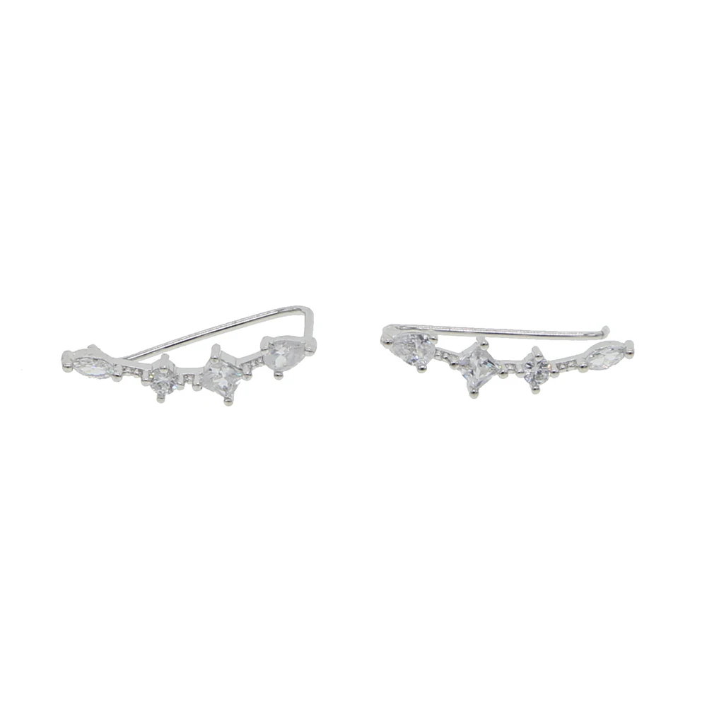 Длинные серьги гвоздики с фианитом золотистые подвеской|designer earrings|earrings designerearrings