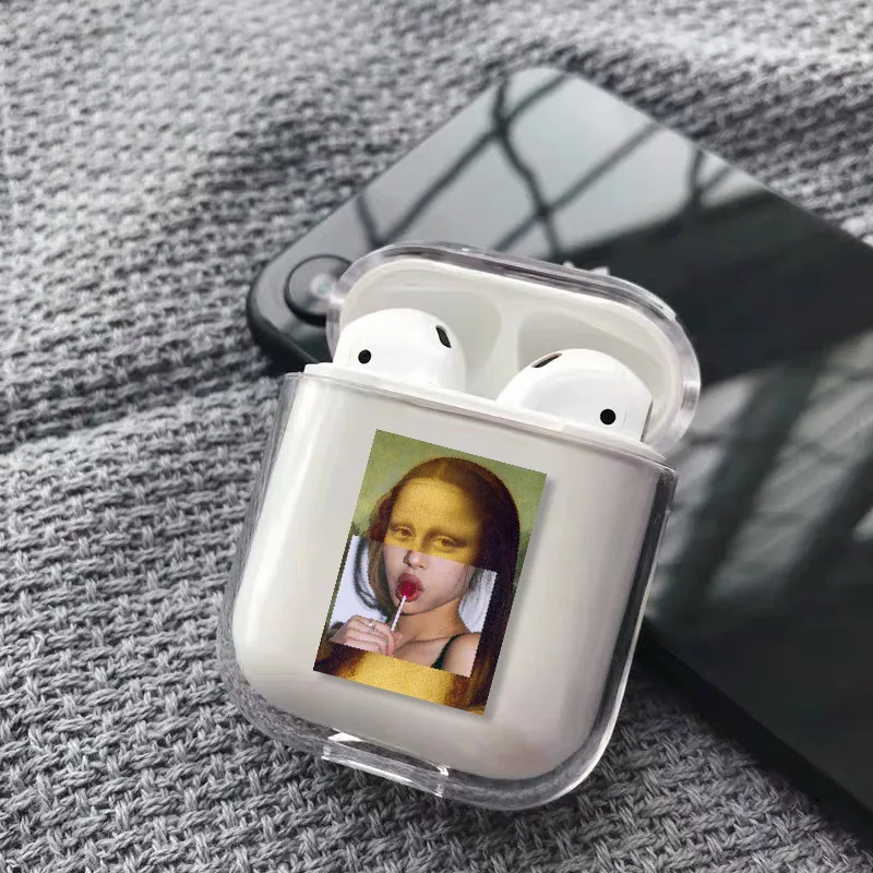 Чехол для наушников Ван Гог Мона Лиза для Apple iPhone, зарядная коробка для AirPods Pro, жесткий прозрачный защитный чехол, аксессуары - Цвет: 20