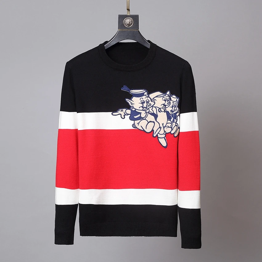 

mens Fashion Autumn winter Striped sweaters Bear Casual Full O-Neck Pullovers tops Outwears Clothing