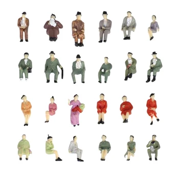 

50 Pieces 1/87 Miniature Seated People Model Painted Action Figure for Park Street Layout Building Scenery