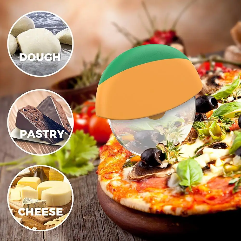Нож для резки пиццы с защитным лезвием, супер бритвенный острый и легко моющийся слайсер, кухонный инструмент из нержавеющей стали