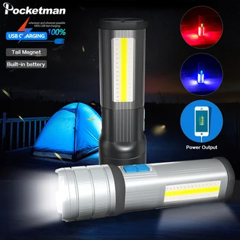 

Super Bright High-End LED Torch Mobile power Double side light Camping light Rechargeable Flashlight Tail with magnet lantern