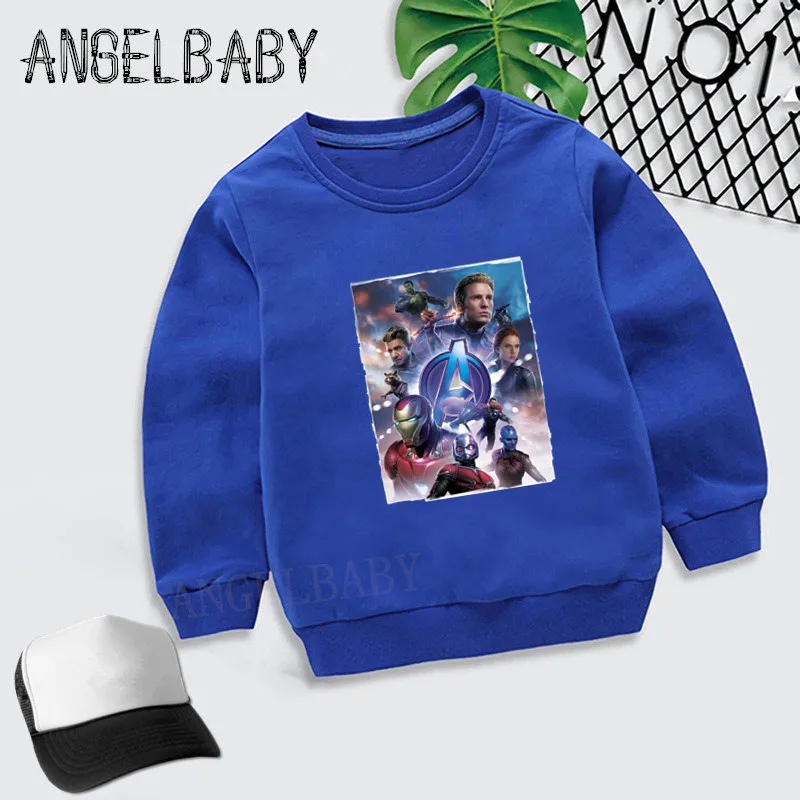 Autumn Children Hoodies Baby Boys Girls Sweatshirts Avengers 4 Endgame Marvel Long Sleeves Sweater Kids Sportswear,KYT5277 - Цвет: 5277E-Blue