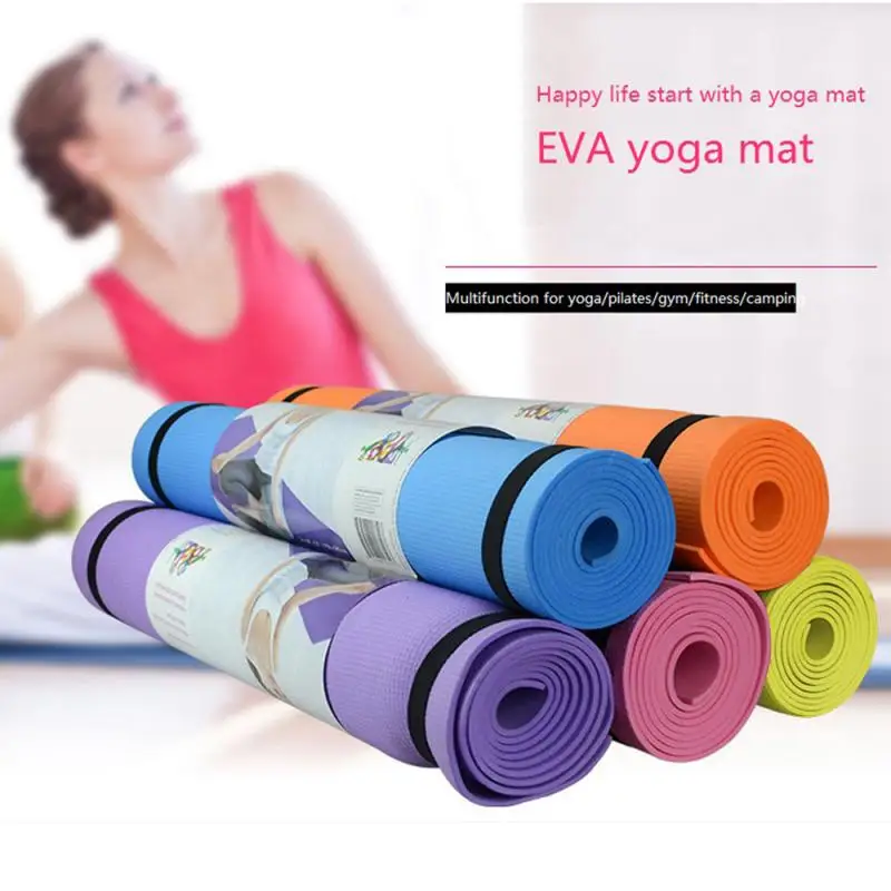 Yoga Mat with Carrier Bag Gym Exercise Thick Fitness Pilates Mats Non Slip TPE 