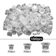 1000pcs Plastic Disposable Tattoo Ink Cap High-quality Easy to Clean and Store Waterproof Mix Size Microblade Makeup Pigment Cup