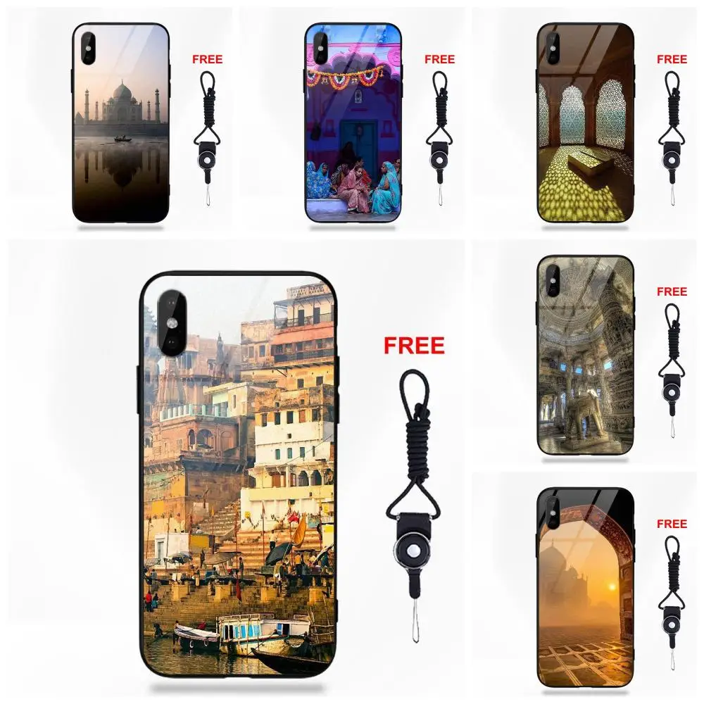 India Indian Flag For Apple iPhone 5 5C 5S SE 6 6S 7 8 Plus X XS Max XR Protector Soft TPU Frame+Tempered Glass Phone Case | Мобильные