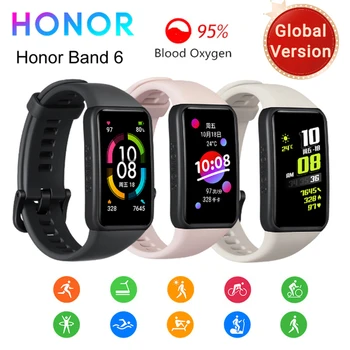 Original Honor Band 6 Smart Bracelet Band Global Version 1.47" AMOLED Touch Screen Waterproof Fitness Tracker Heart Rate Monitor 1