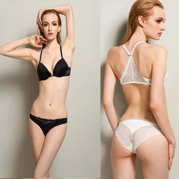 

2020 European and American Sexy Lace Bra Set Front Buckle Y-shaped Shoulder Strap Beautiful Back No Trace of Gathering Ladies