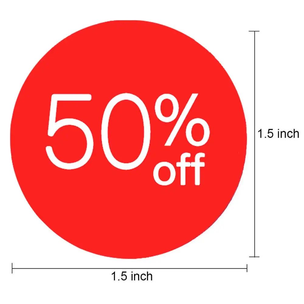 Price Stickers 50 Off Percent Off Labels 1.5 inch Sale Tags 1000 Pcs Price Tags Circle Pricemarker Half Labels Stickers roll