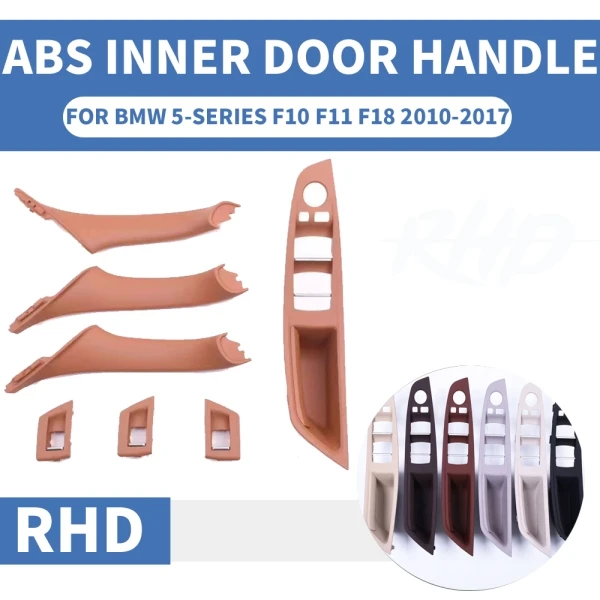 4/кисточки, набор из 7 шт правый руль RHD для BMW 5 серия F10 F11 520 525 бежевый Черные и темно-красные туфли салона автомобиля Дверная ручка внутренняя Панель тянуть накладка - Цвет: 7PCS Cinnamon Brown