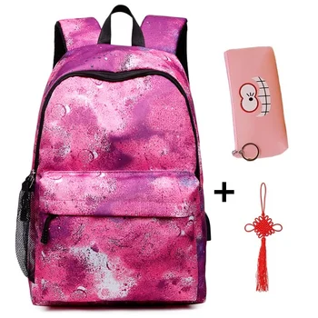 

Female student school bags USB charging laptop backpack youth student bag male girl large capacity travel backpack female