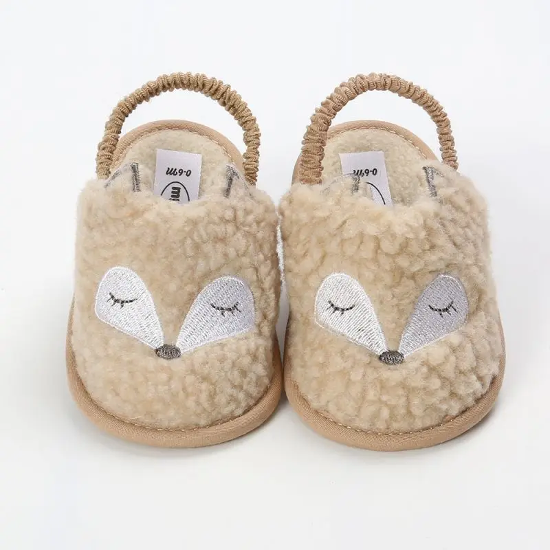 

Baby Shoes Winter Indoor Slippers Toddler First Walkers Plus Velvet Cartoon Girl Shoes