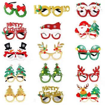 

2021 New Year Christmas Glasses Santa Claus Snowman Photo Booth Props for Holiday Christmas Party Favors Decorations